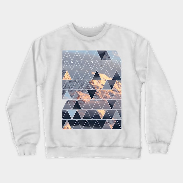 Mt Rainier Elevation 14,411ft Crewneck Sweatshirt by red-leaf